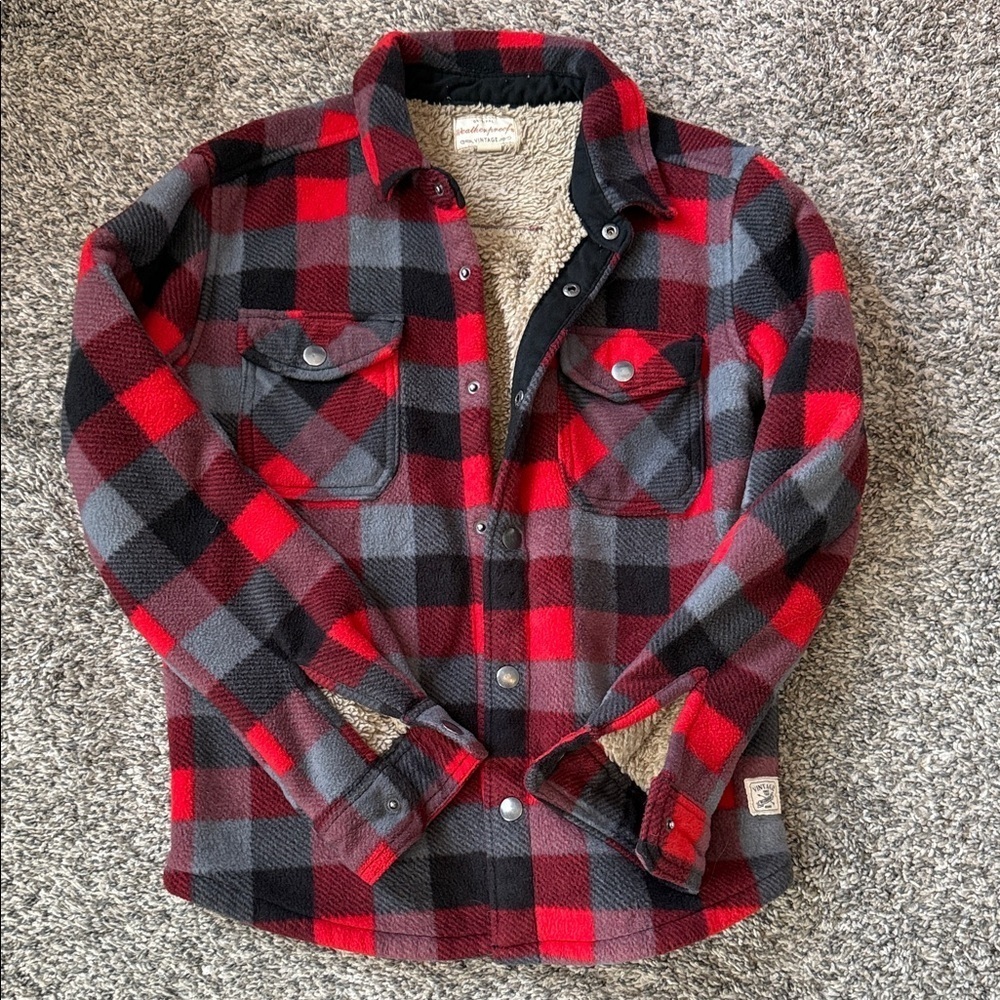 EUC Boys Weatherproof Sherpa Lined Fleece Shacket, Size 10/12